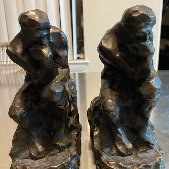Art Vintage Antique Style Bronze The Thinker Sculpture Bookends